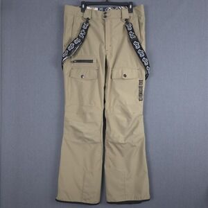 Saga Outerwear Snowboard Cargo Pants Mens Large Khaki Vented Suspenders‎ Ski
